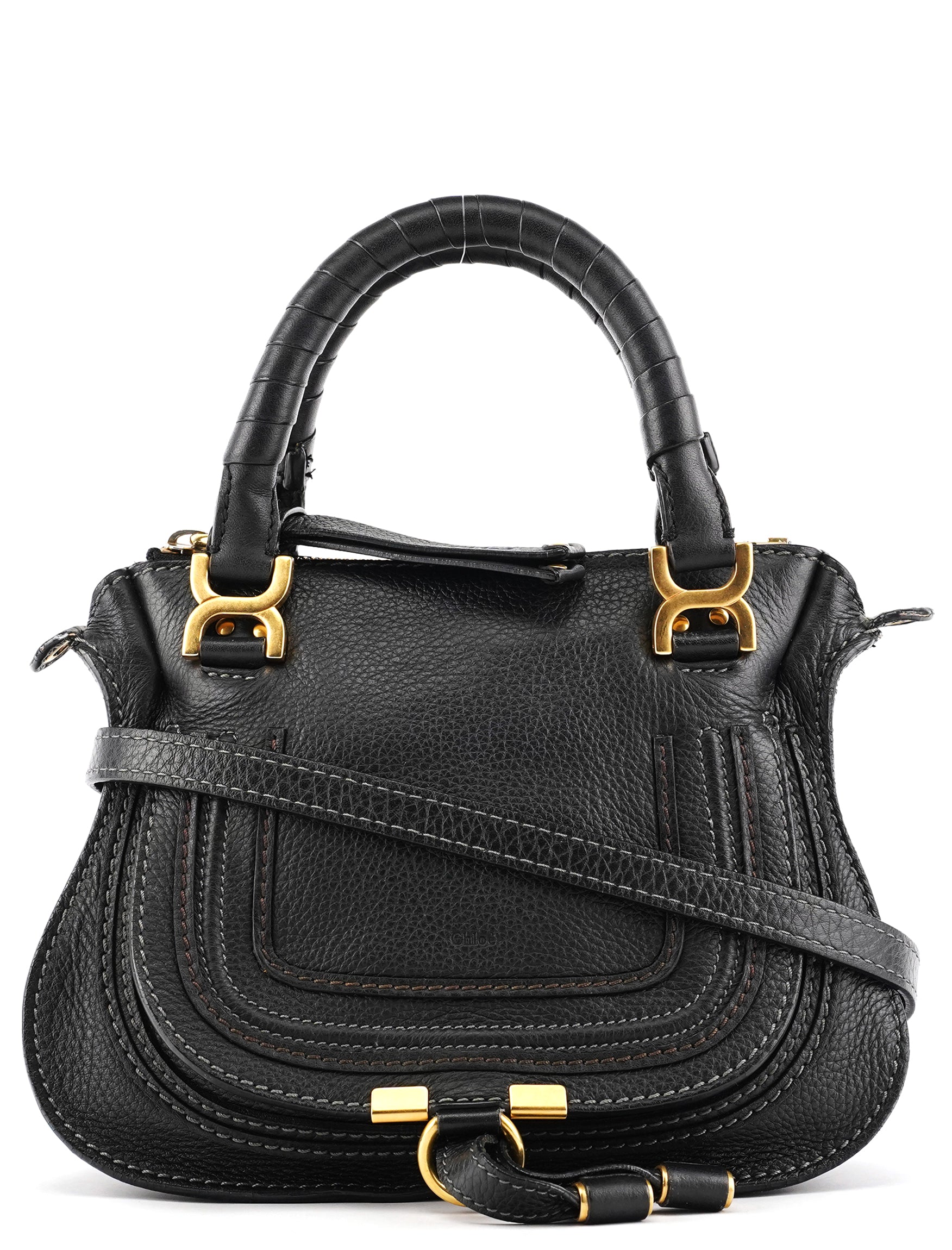 Chloé Small Black Leather Marcie 2-Way Bag