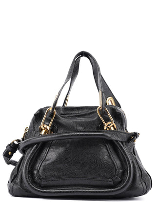 Chloé Small Black Leather Paraty 2-Way Shoulder Bag