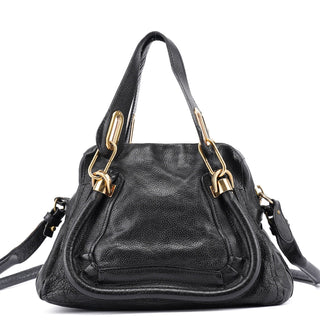 Chloé Small Black Leather Paraty 2-Way Shoulder Bag