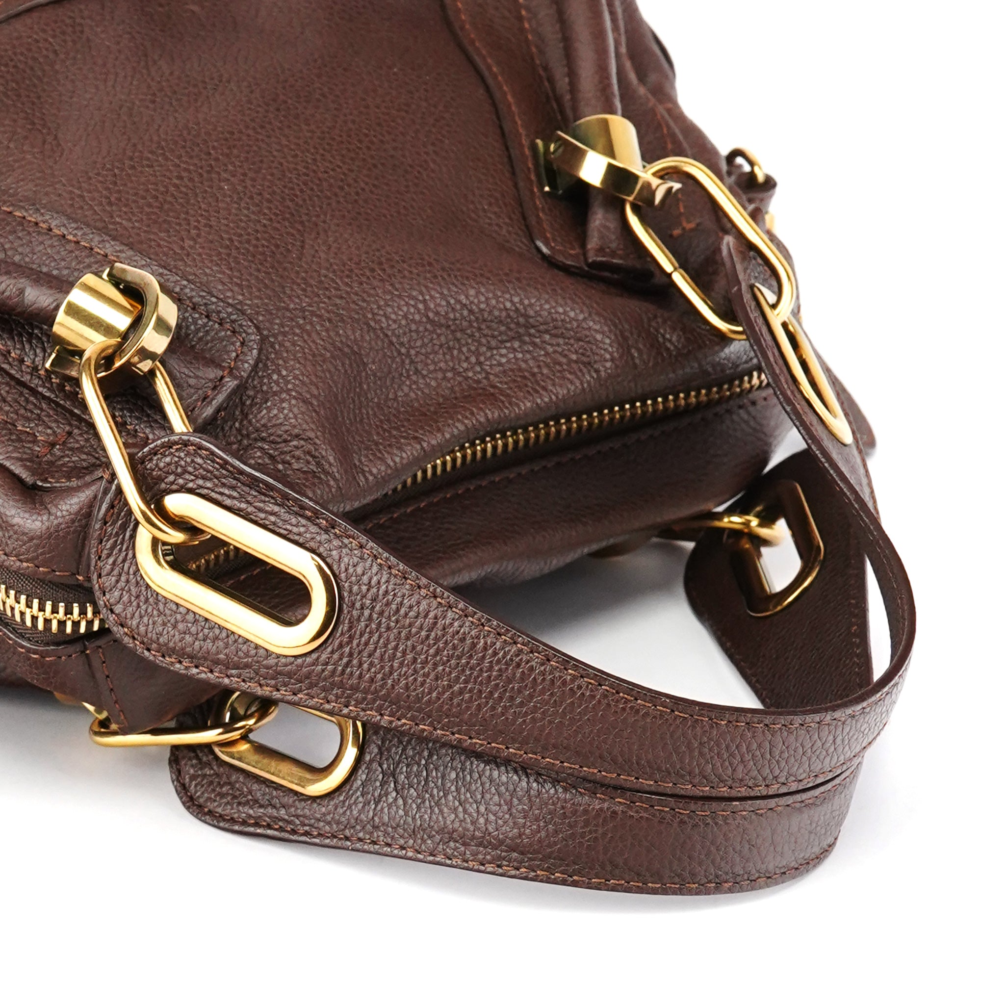 Chloé Petit sac deux portés Paraty en cuir marron