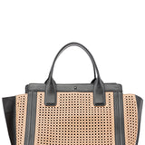 Chloé Soft Pink Black Perforated Leather Tote Bag