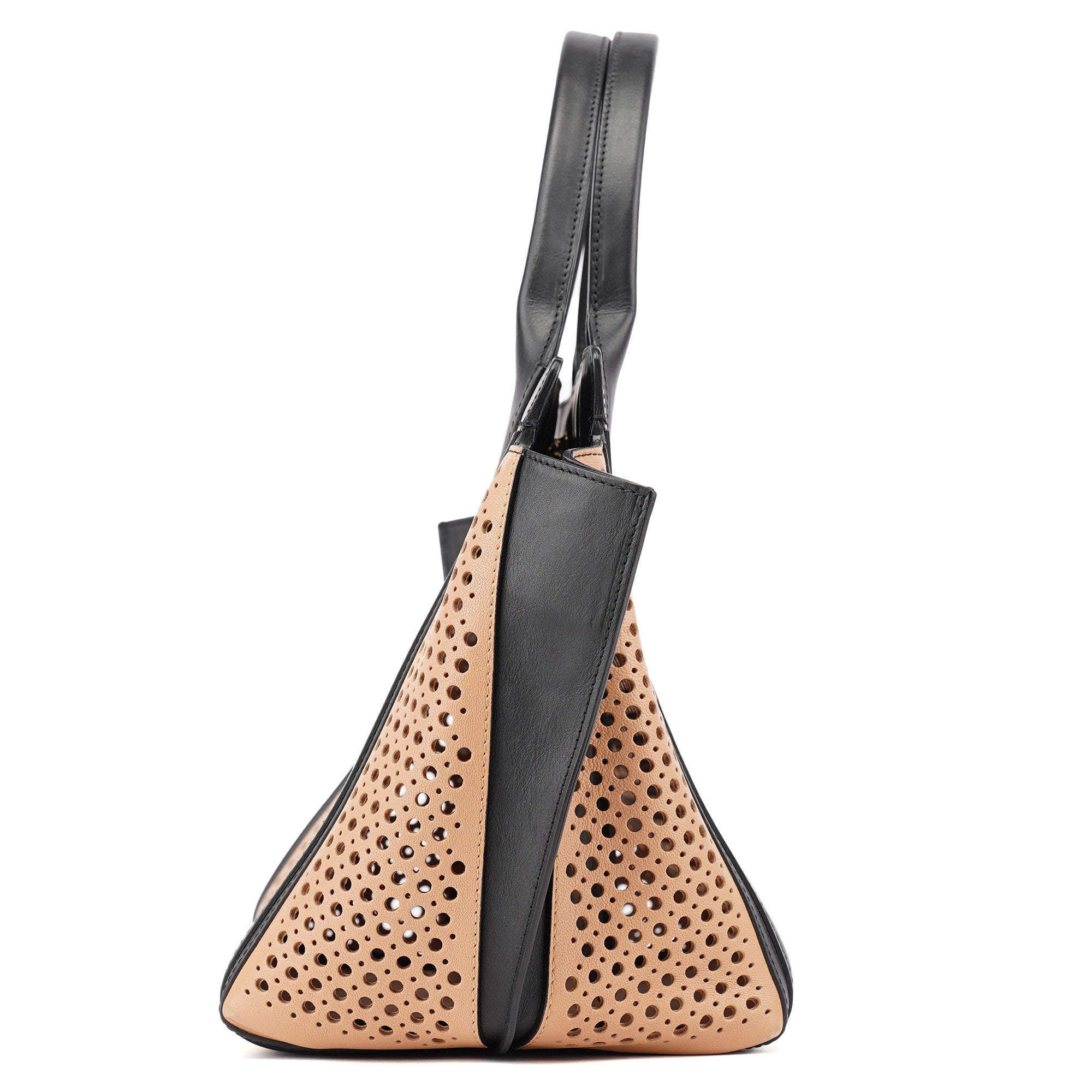 Chloé Soft Pink Black Perforated Leather Tote Bag