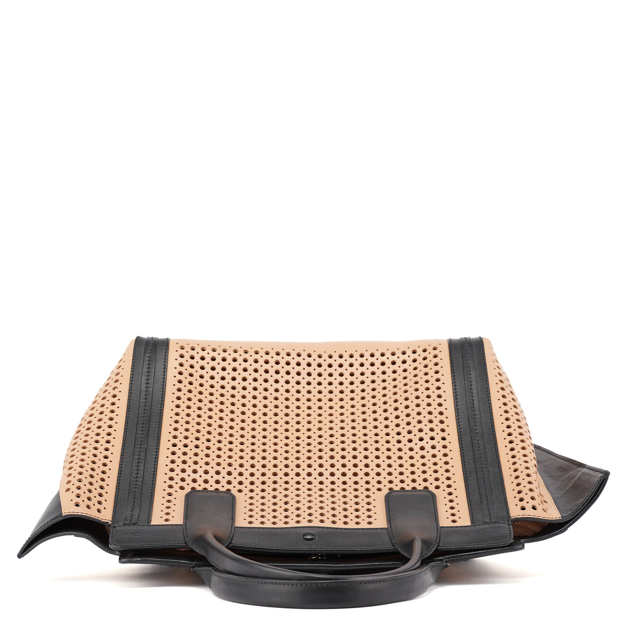 Chloé Soft Pink Black Perforated Leather Tote Bag