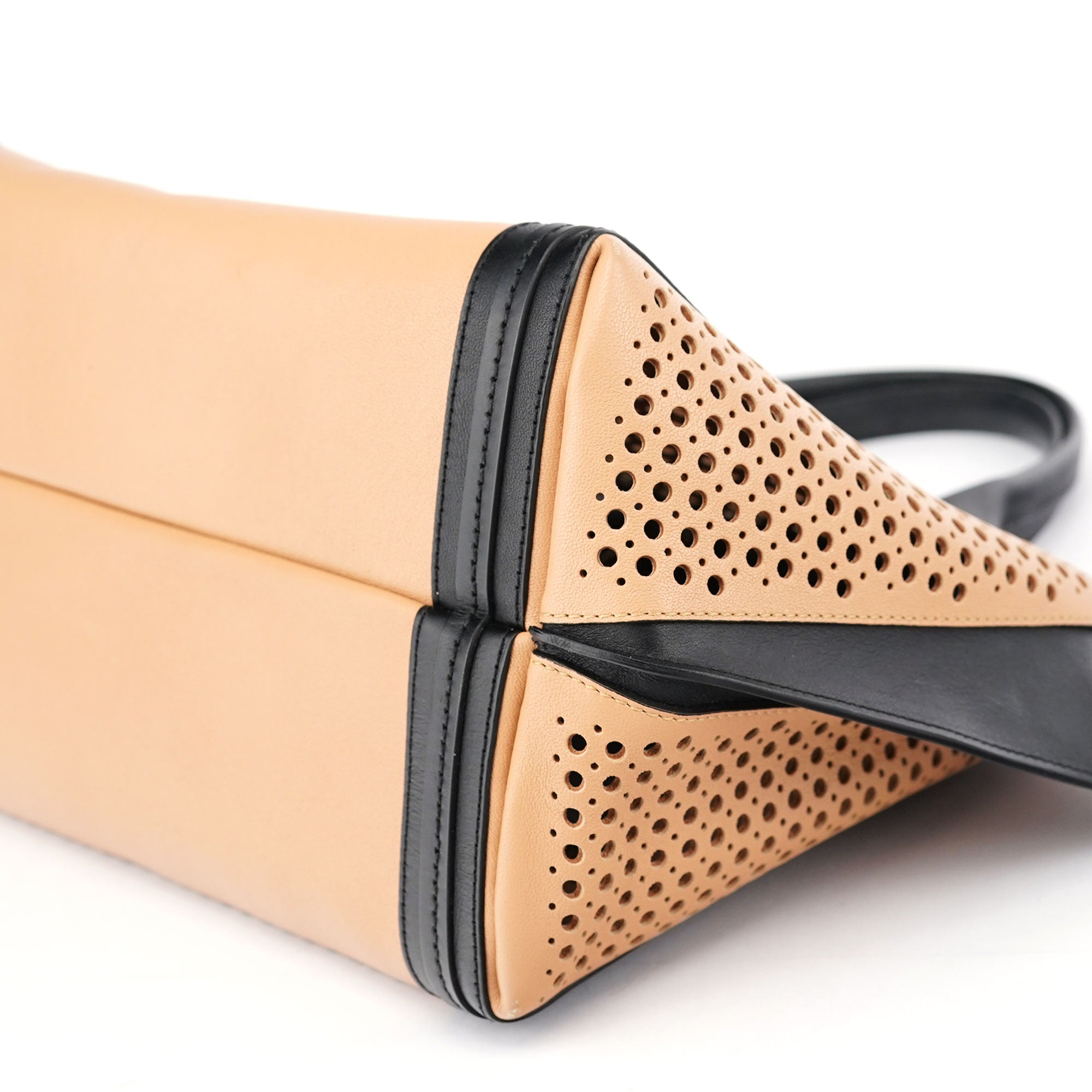 Chloé Soft Pink Black Perforated Leather Tote Bag