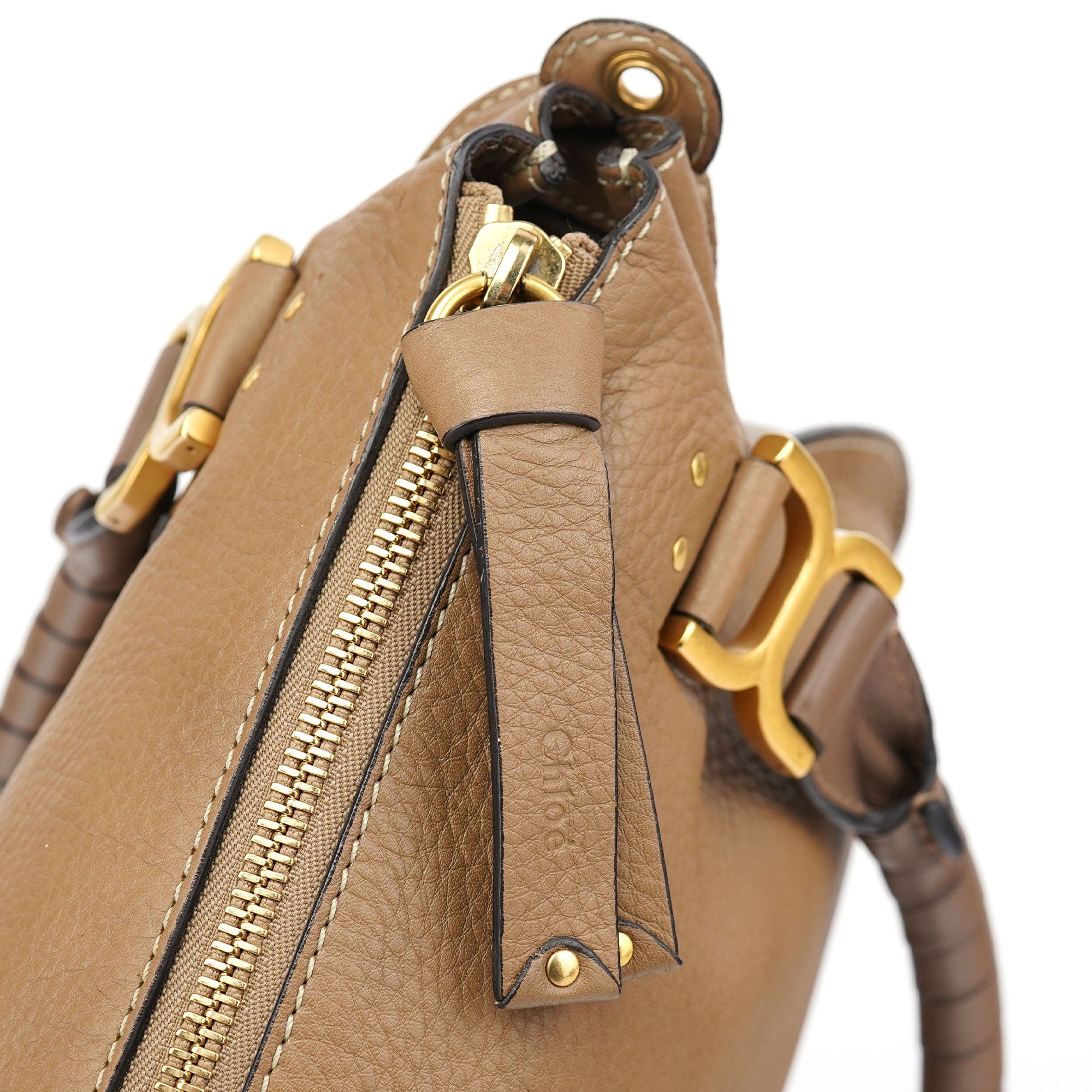 Chloé Tan Leather Marcie Shoulder Bag