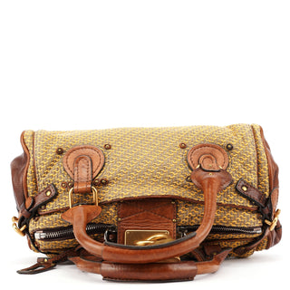 Chloé Tan Tweed Paddington Shoulder Bag