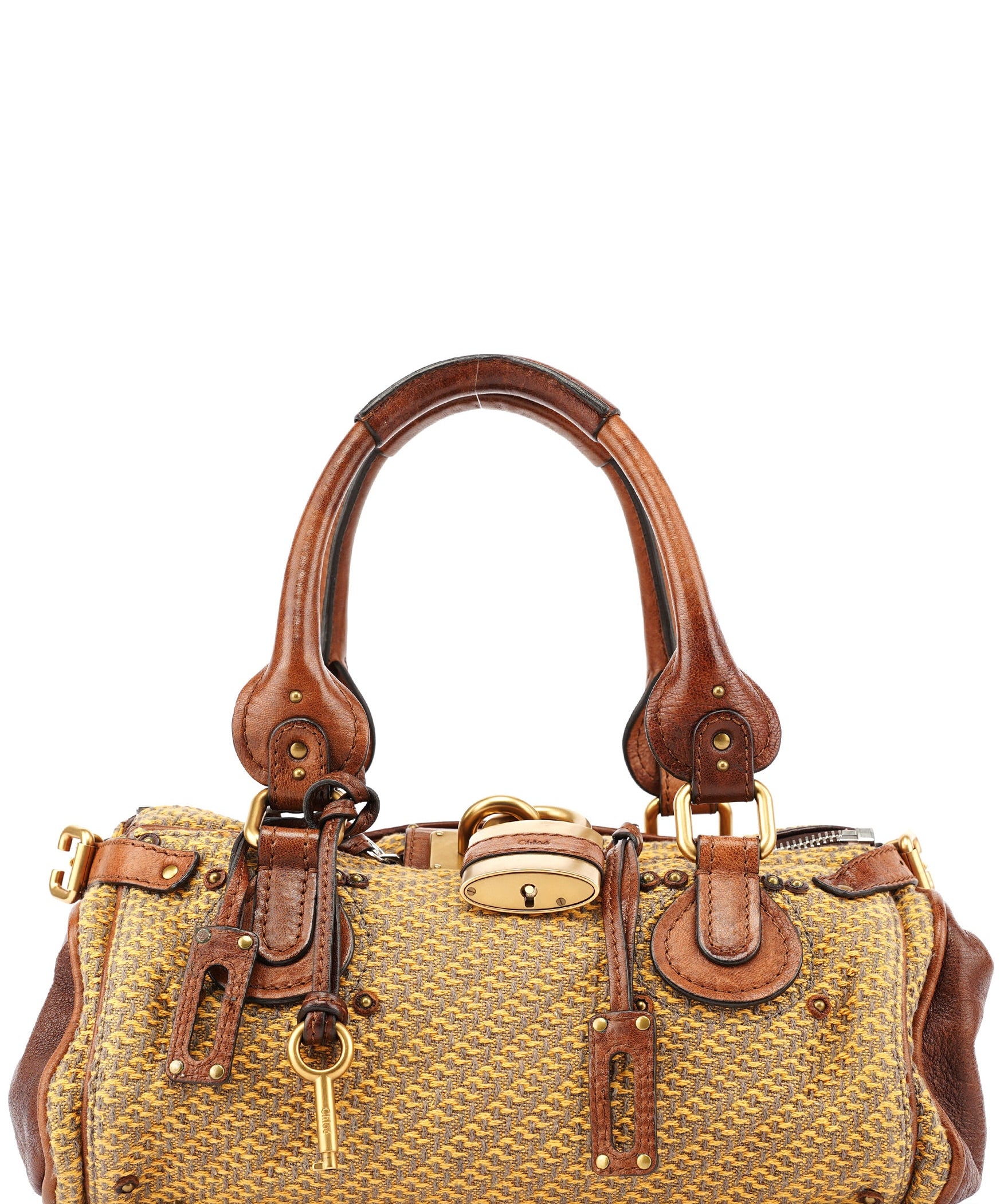 Chloé Tan Tweed Paddington Shoulder Bag