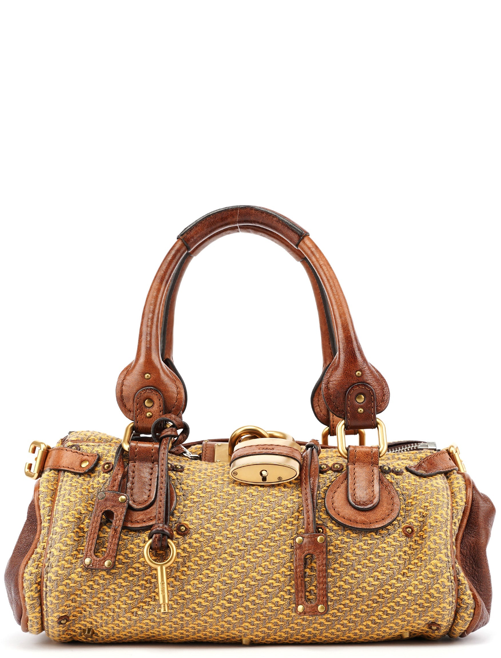 Chloé Tan Tweed Paddington Shoulder Bag