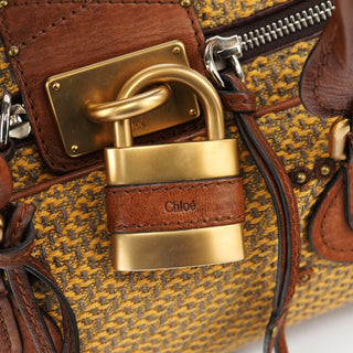 Chloé Tan Tweed Paddington Shoulder Bag