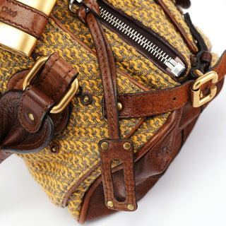 Chloé Tan Tweed Paddington Shoulder Bag