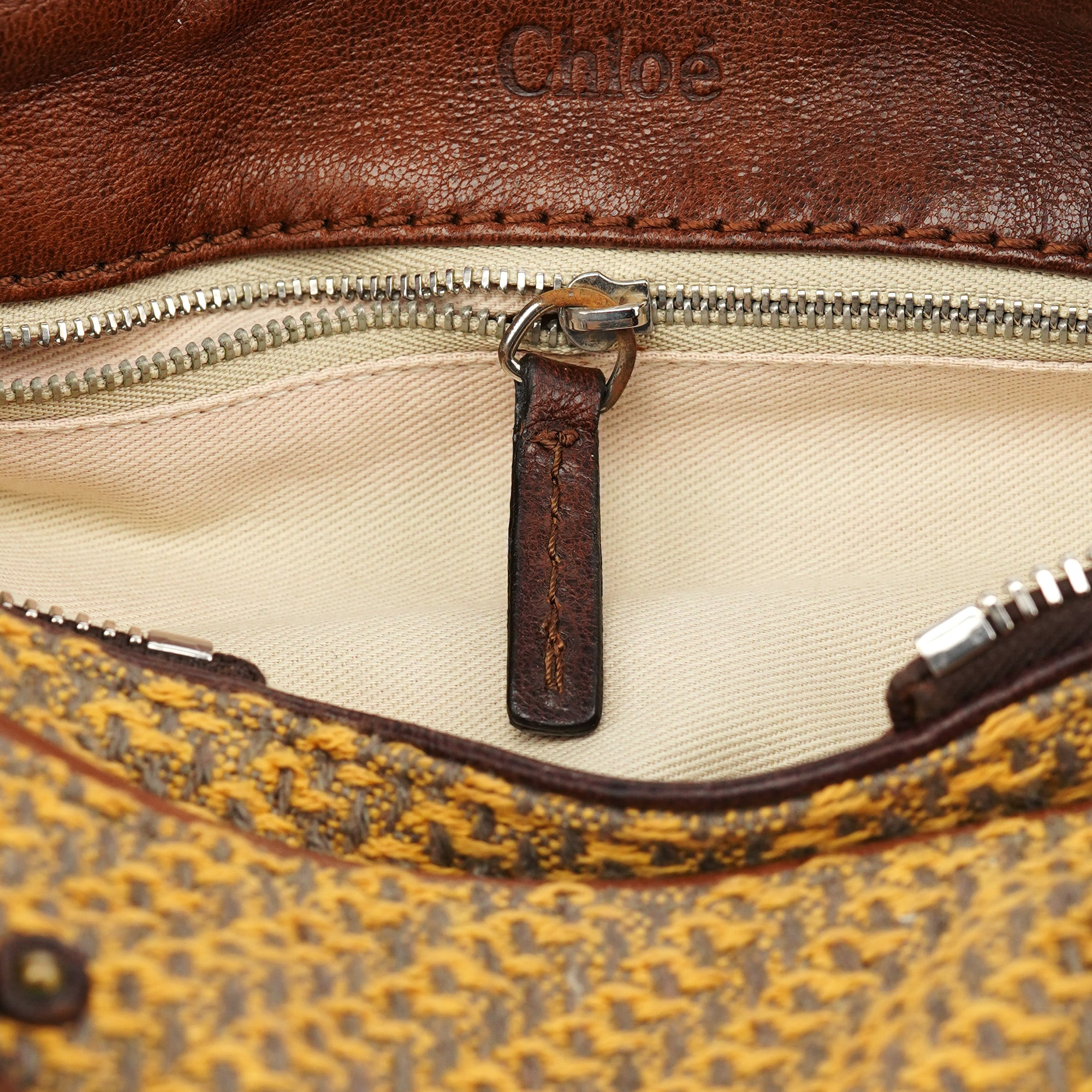 Chloé Tan Tweed Paddington Shoulder Bag