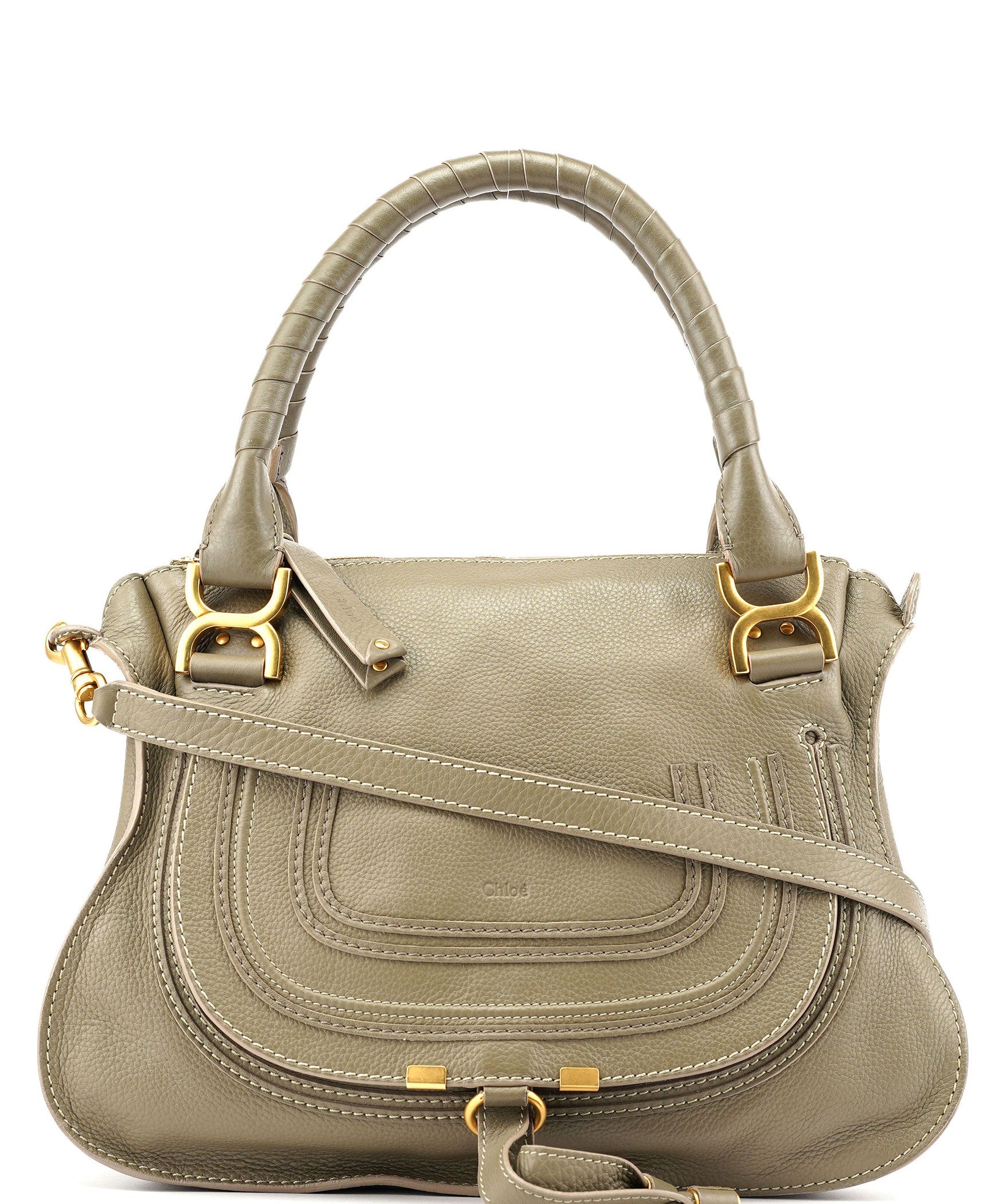 Chloé Taupe Leather Marcie Shoulder Bag
