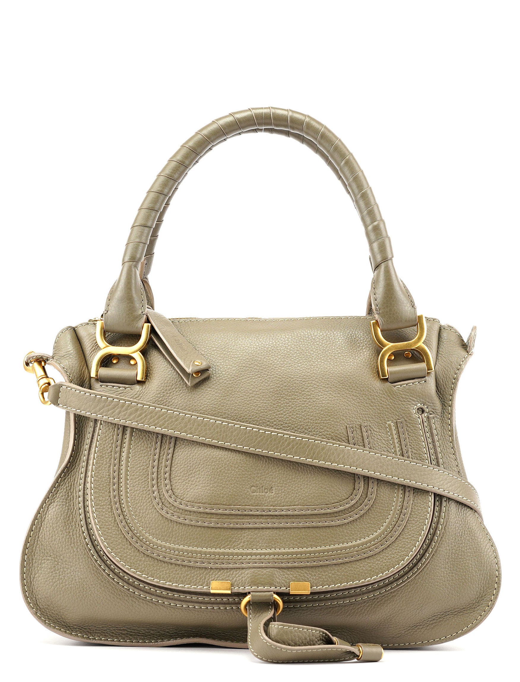 Chloé Taupe Leather Marcie Shoulder Bag