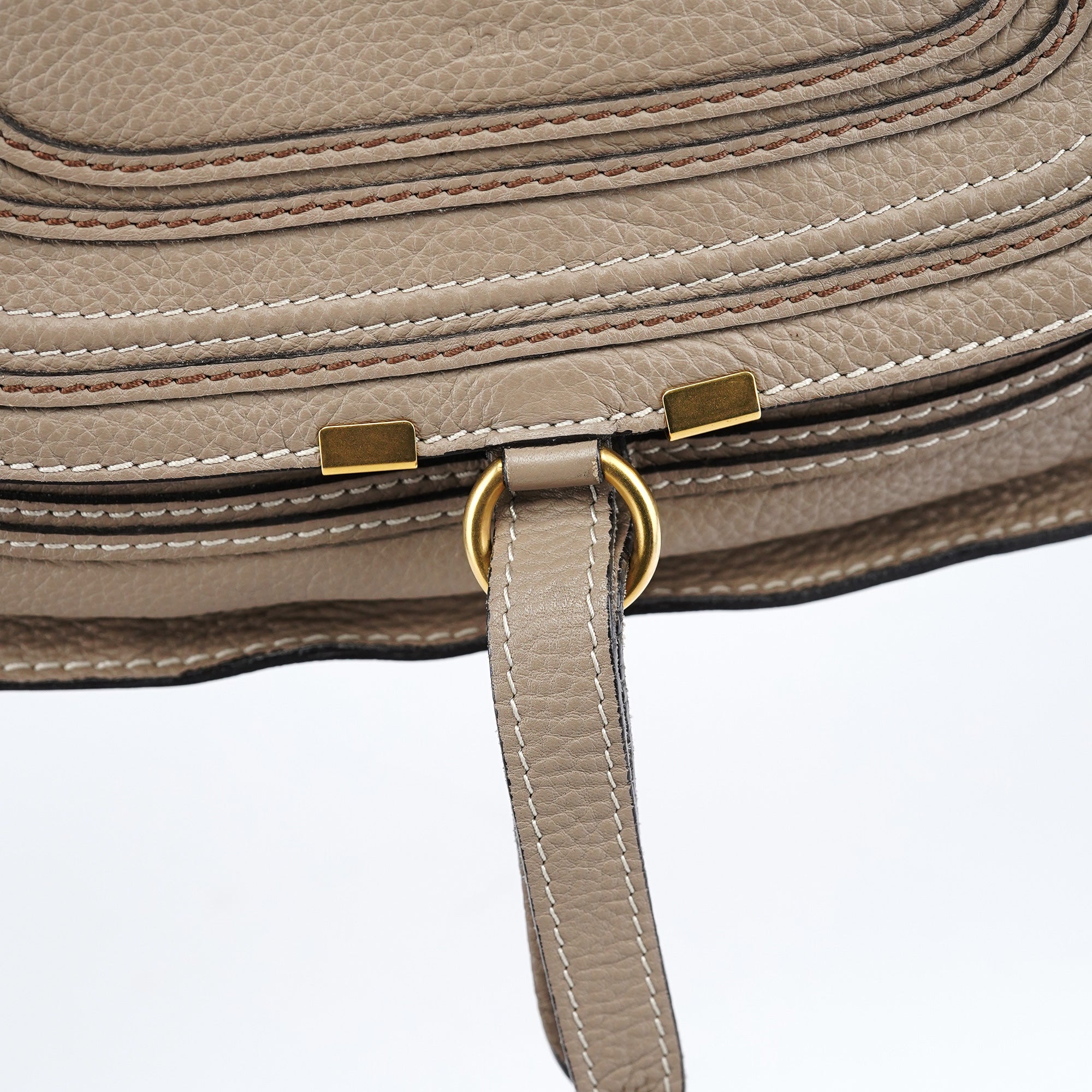 Chloe Taupe Leather Marcie Shoulder Bag