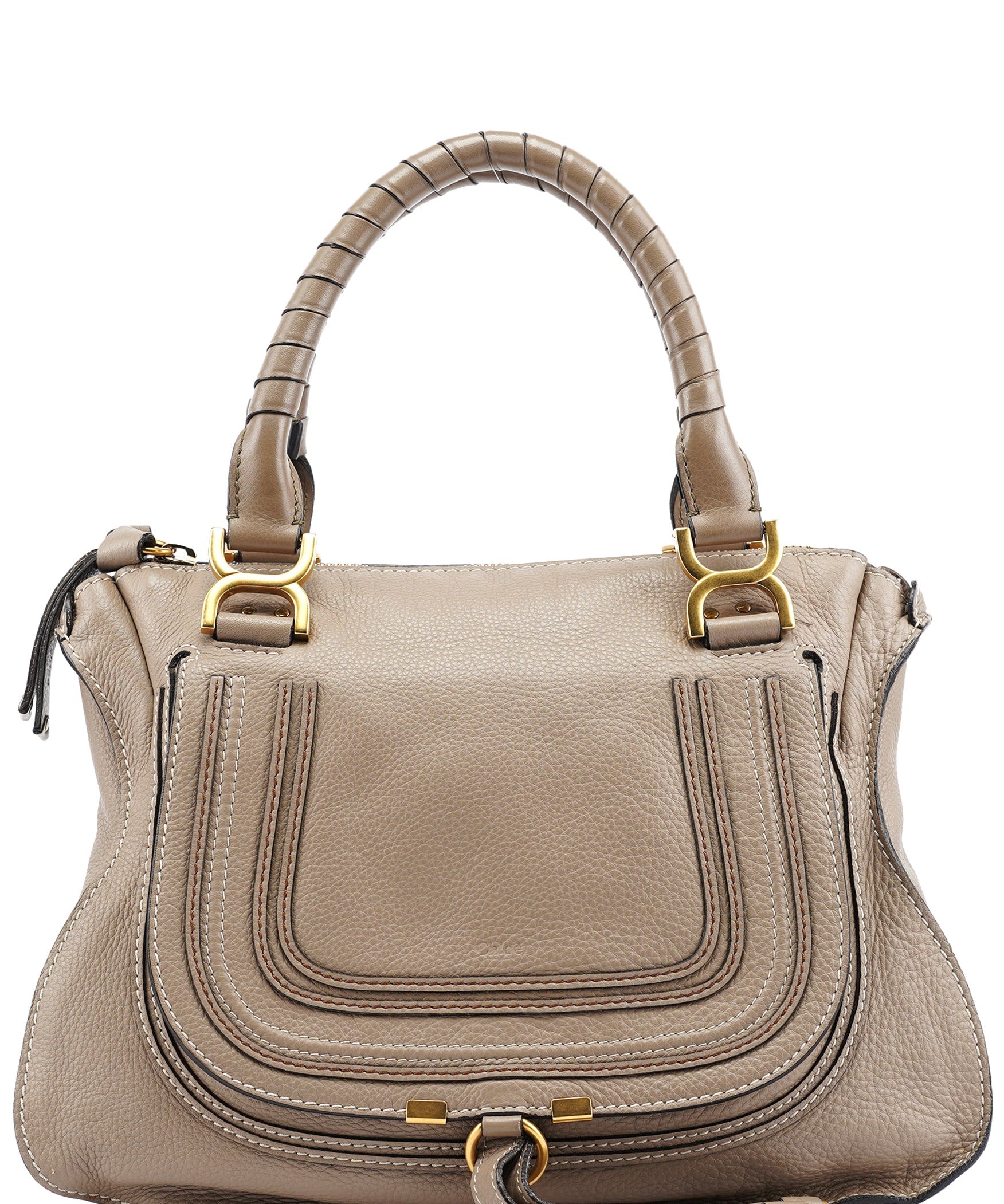 Chloe Taupe Leather Marcie Shoulder Bag
