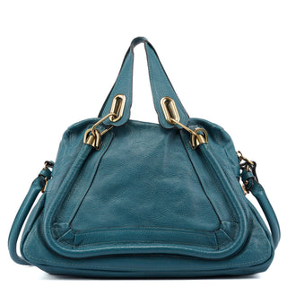 Chloé Turquoise Blue Leather Paraty 2-Way Shoulder Bag