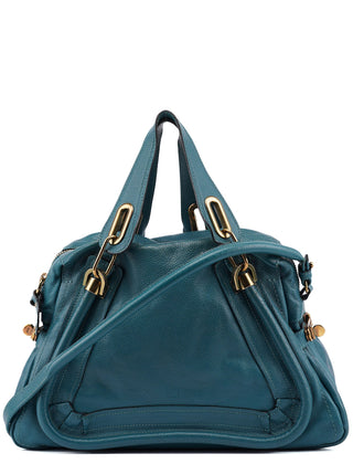 Chloé Turquoise Blue Leather Paraty 2-Way Shoulder Bag