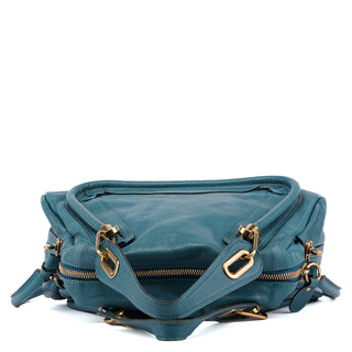 Chloé Turquoise Blue Leather Paraty 2-Way Shoulder Bag