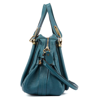 Chloé Turquoise Blue Leather Paraty 2-Way Shoulder Bag