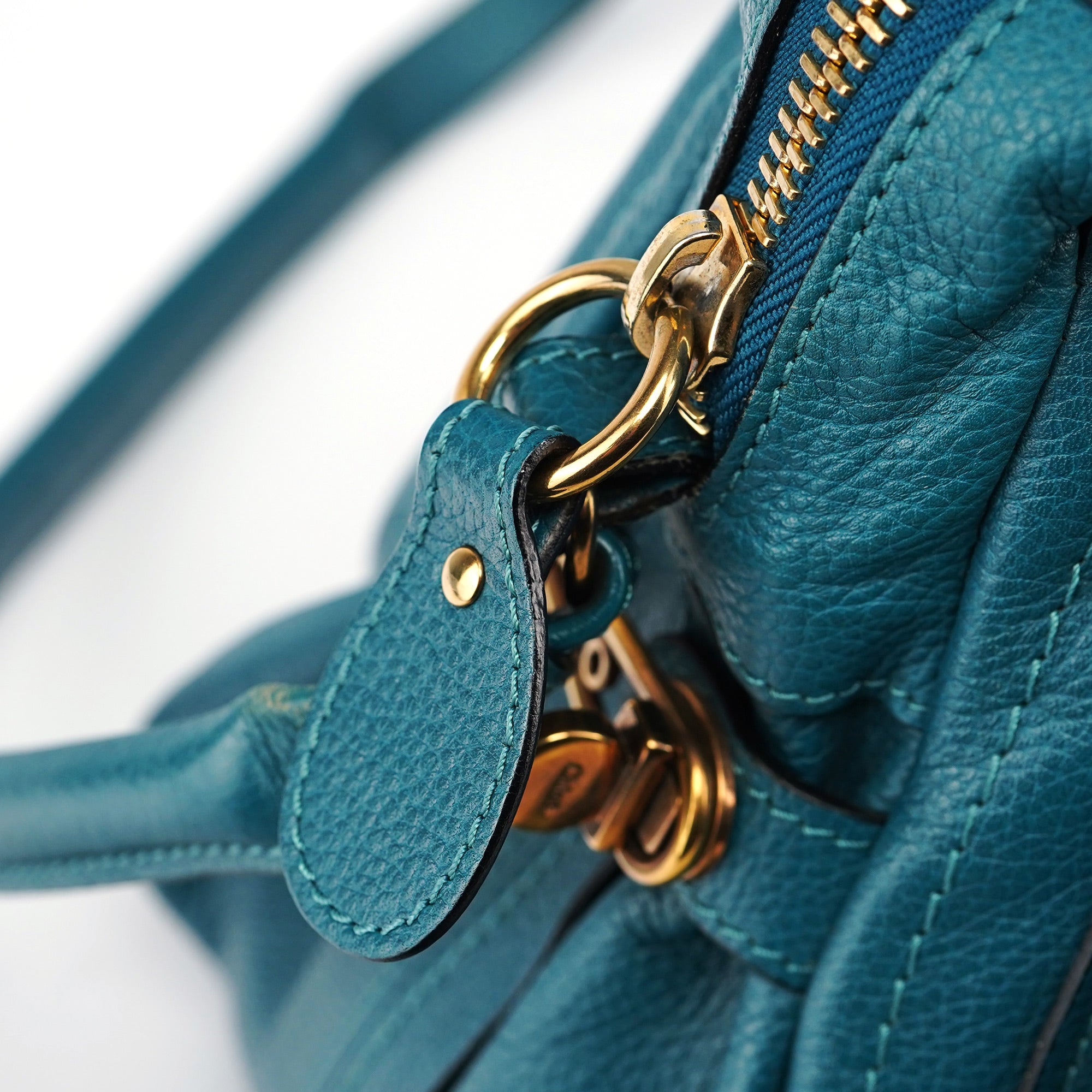 Chloé Turquoise Blue Leather Paraty 2-Way Shoulder Bag