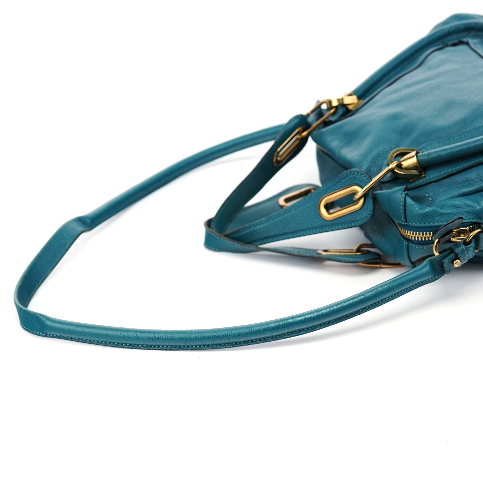 Chloé Turquoise Blue Leather Paraty 2-Way Shoulder Bag