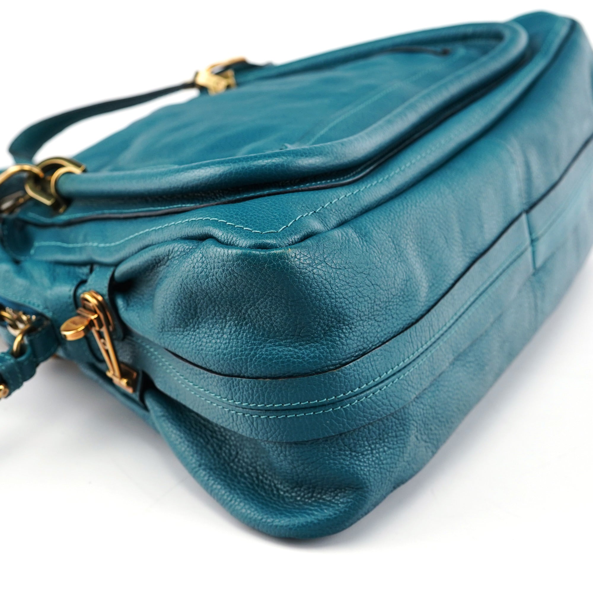 Chloé Turquoise Blue Leather Paraty 2-Way Shoulder Bag