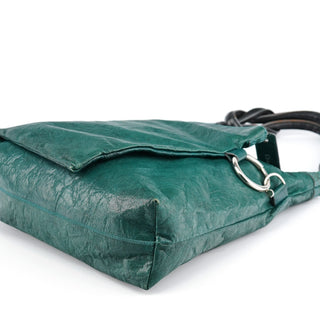 Chloé Turquoise Crinkled Leather Knot Handle Shoulder Bag