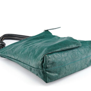 Chloé Turquoise Crinkled Leather Knot Handle Shoulder Bag