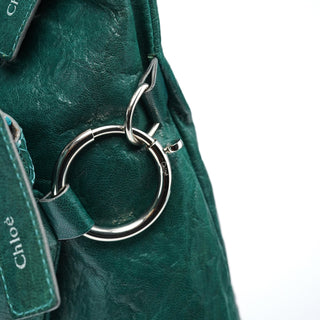 Chloé Turquoise Crinkled Leather Knot Handle Shoulder Bag