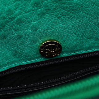 Chloe Turquoise Ostrich Leather Bowling Bag