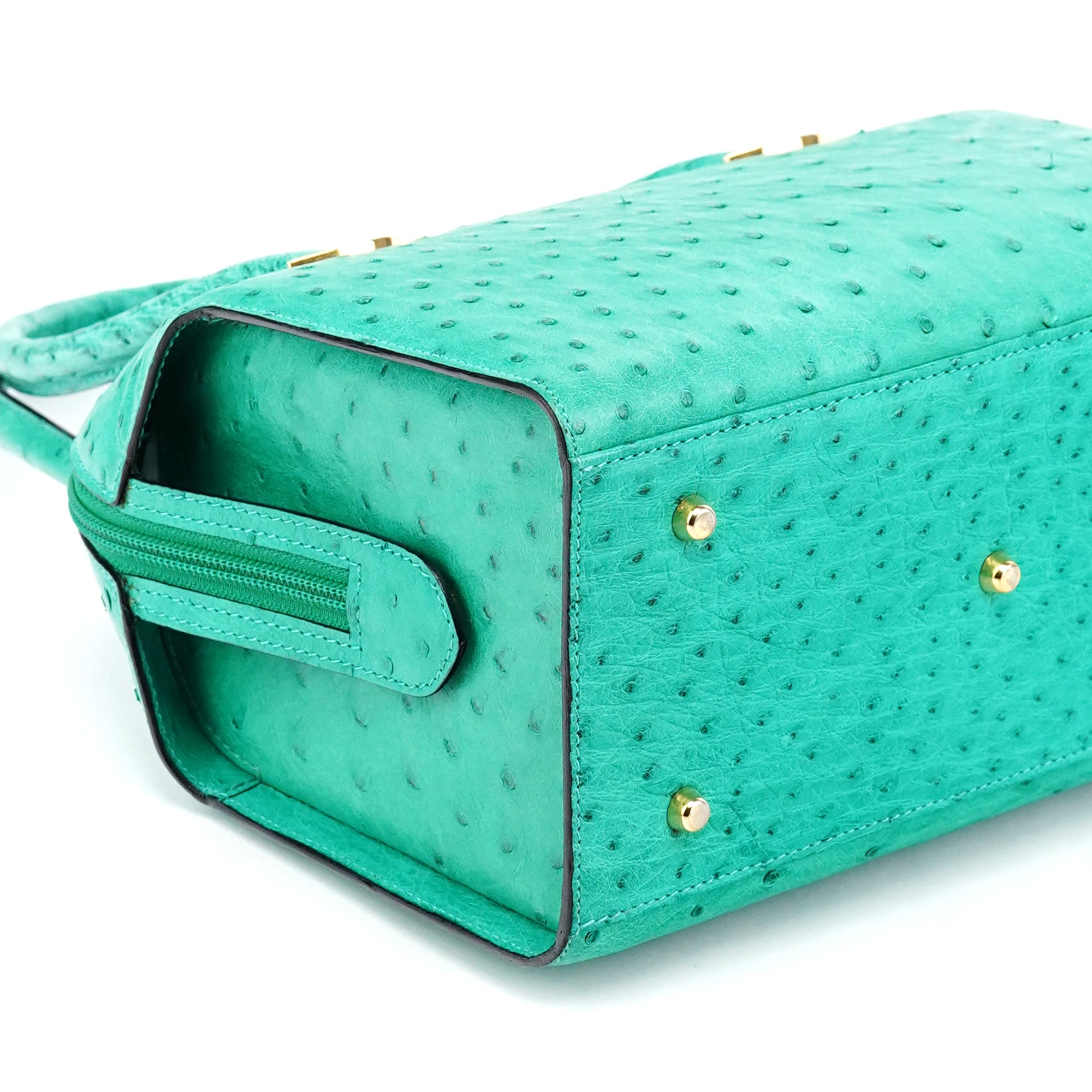 Chloe Turquoise Ostrich Leather Bowling Bag