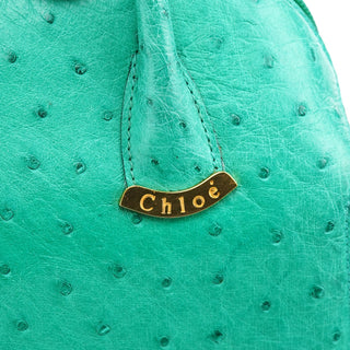 Chloe Turquoise Ostrich Leather Bowling Bag