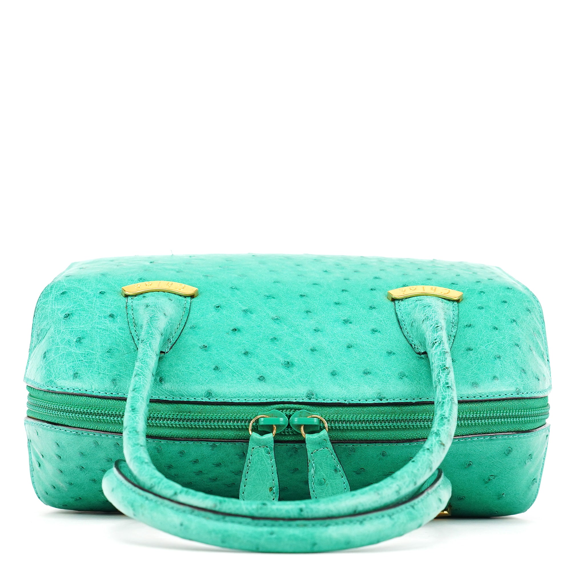 Chloe Turquoise Ostrich Leather Bowling Bag