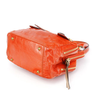 Chloe Vibrant Orange Leather Bay Tote Bag