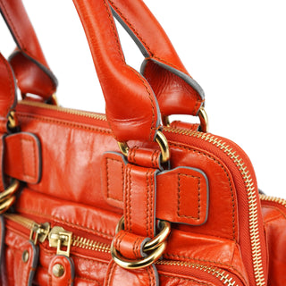 Chloe Vibrant Orange Leather Bay Tote Bag