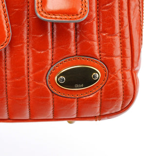 Chloe Vibrant Orange Leather Bay Tote Bag