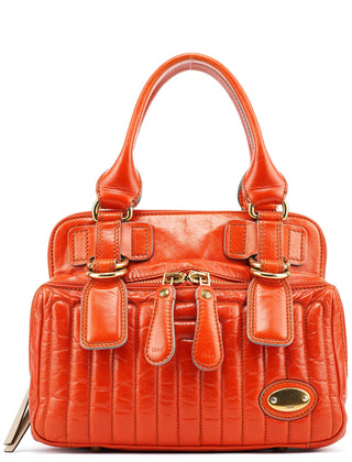 Chloe Vibrant Orange Leather Bay Tote Bag