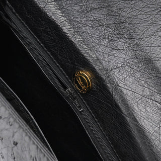 Chloé Vintage Black Ostrich Leather Handbag