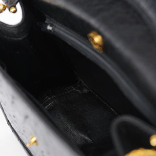 Chloé Vintage Black Ostrich Leather Handbag