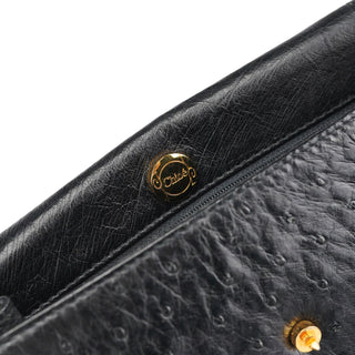 Chloé Vintage Black Ostrich Leather Handbag