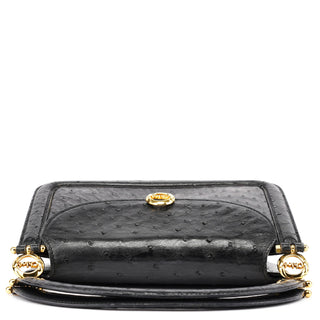 Chloé Vintage Black Ostrich Leather Handbag