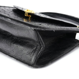 Chloé Vintage Black Ostrich Leather Handbag