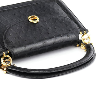 Chloé Vintage Black Ostrich Leather Handbag