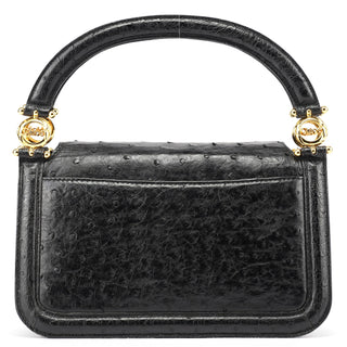 Chloé Vintage Black Ostrich Leather Handbag