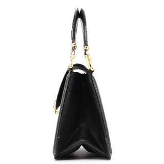 Chloé Vintage Black Ostrich Leather Handbag