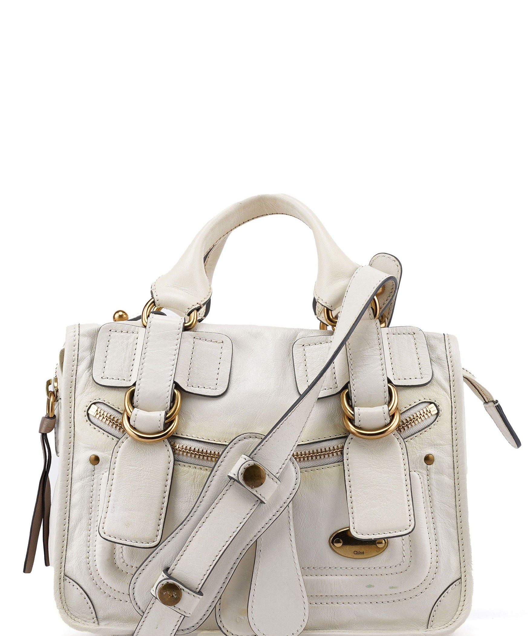 Chloe White Calfskin Bay 2-Way Tote Bag
