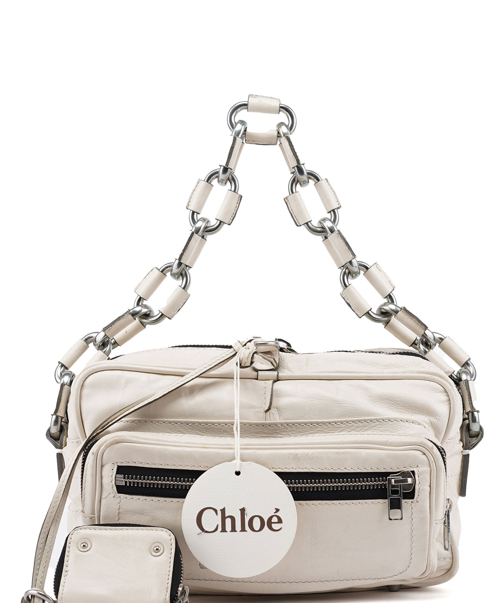 Chloé White Leather Betty Chain Shoulder Bag