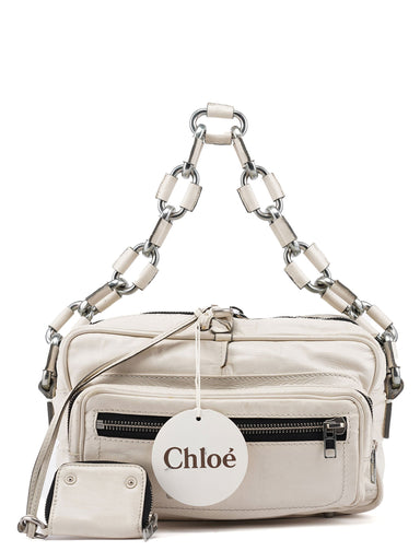 Chloé White Leather Betty Chain Shoulder Bag