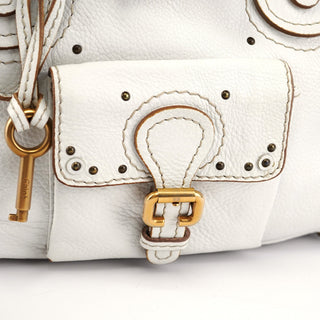 Chloe White Leather Paddington Pocket Shoulder Bag