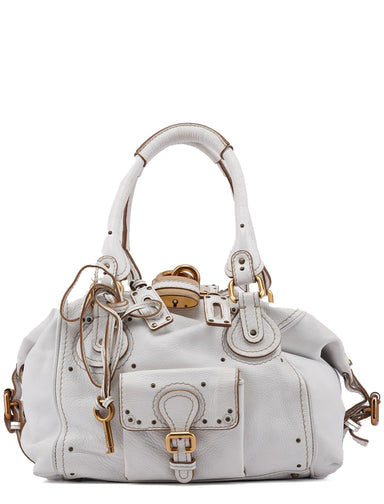 Chloe White Leather Paddington Pocket Shoulder Bag